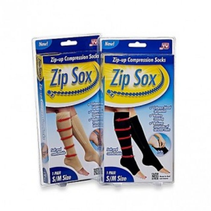 Open-toe zip-up knee socks